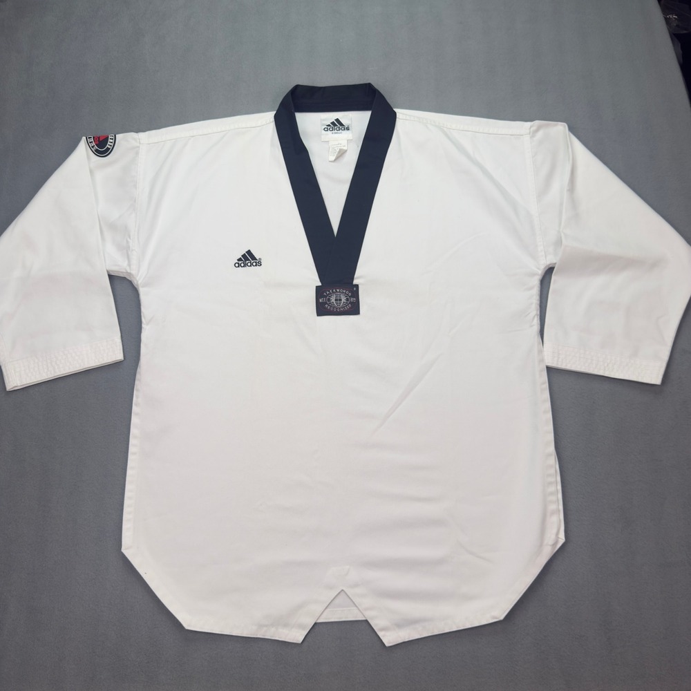 Adidas Taekwondo Dobok Uniform Top Size 4 180cm White Black Trim WTF Recognized